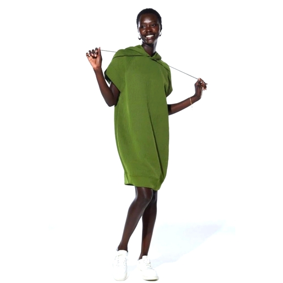 FABLETICS X YITTY Backless Hoodie Sport Dress Cap Sleeve Moss Green - Picture 2 of 10